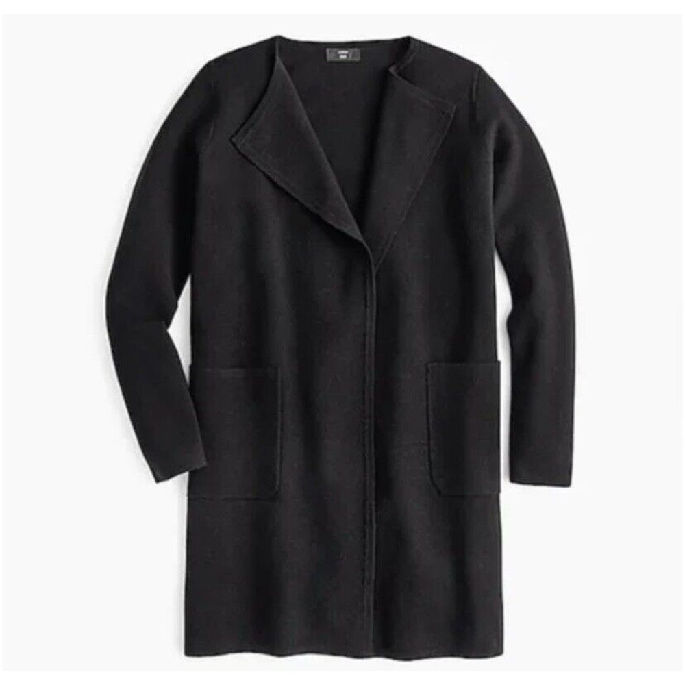 J.CREW 365 Juliette Collarless Sweater Blazer In Black Size M Merino Wool Blend - Picture 3 of 16